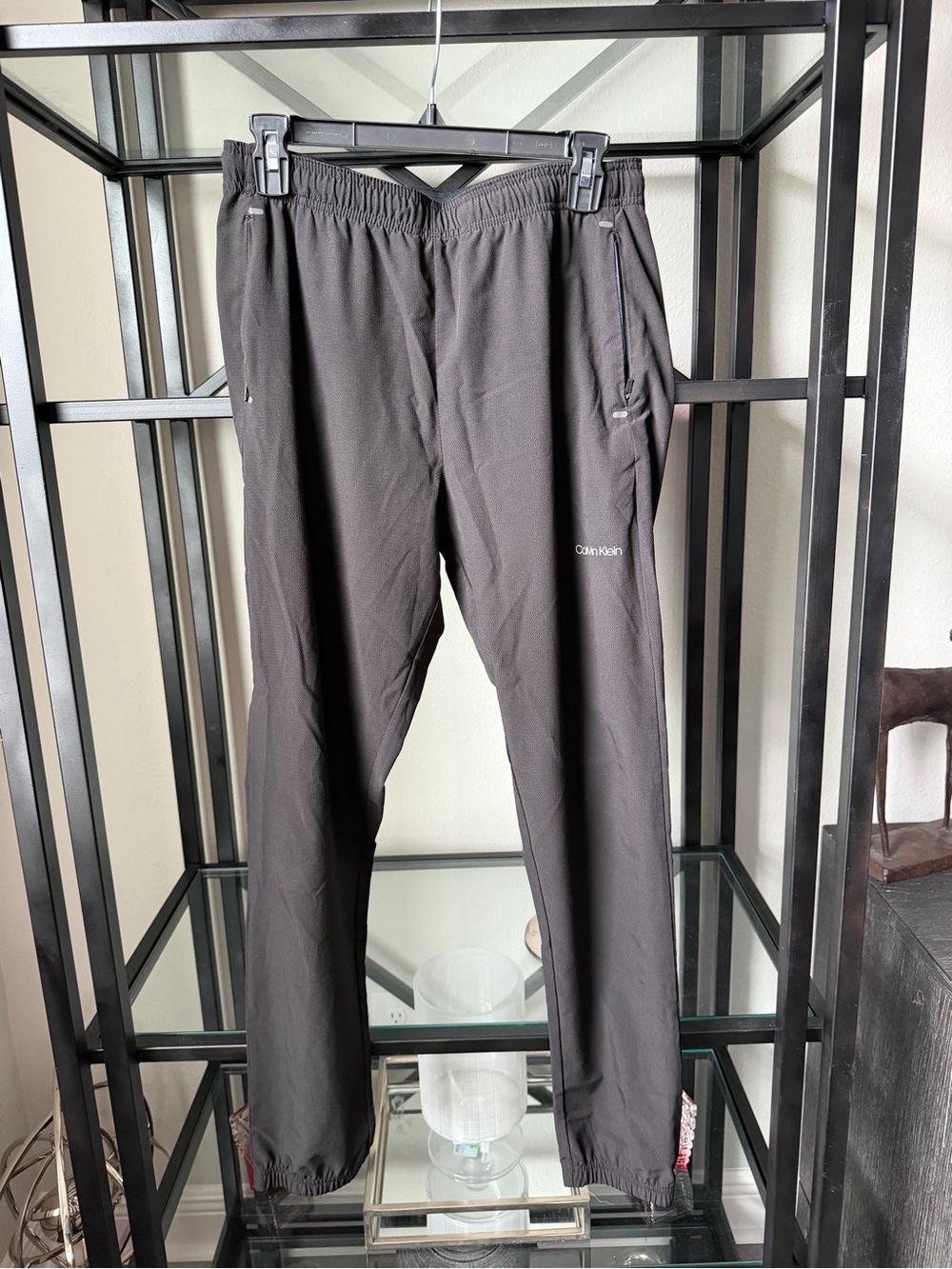 Calvin Klein Men's Black Athletic Joggers with Zip Pockets